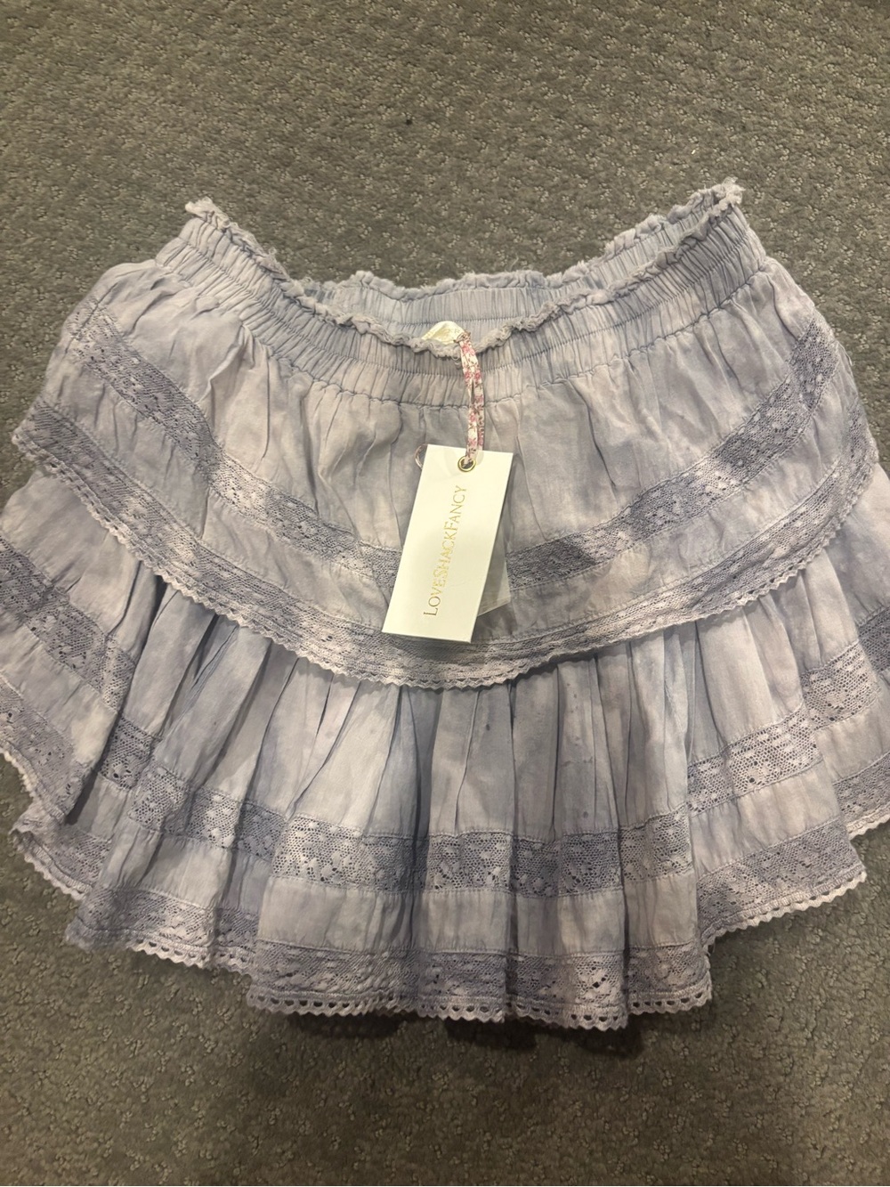 LoveShackFancy Lilac Ruffle Tiered Skirt